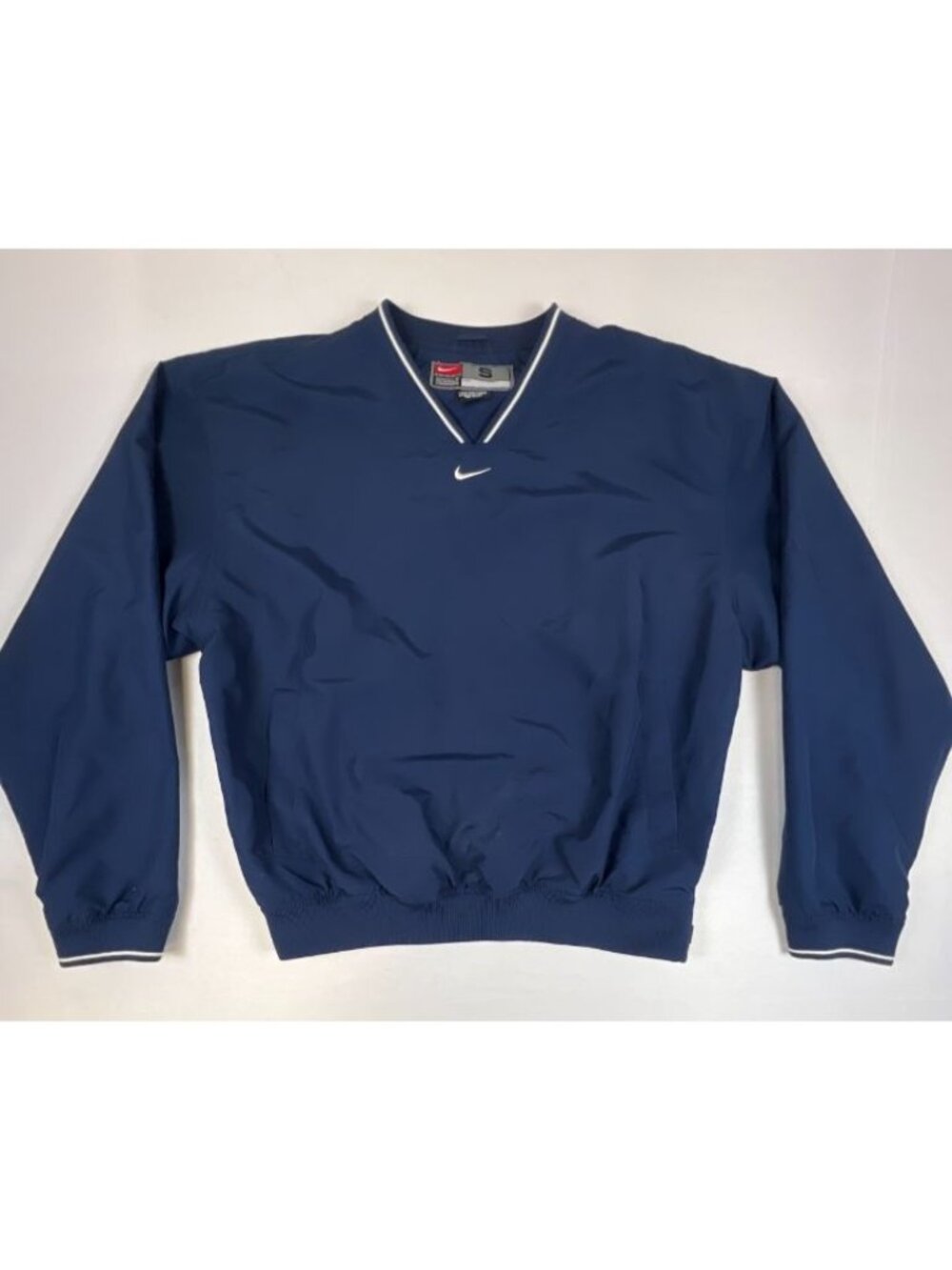 Vintage 90s Nike Team V-Neck Pullover Windbreaker Jacket Navy Blue Mens Small S
